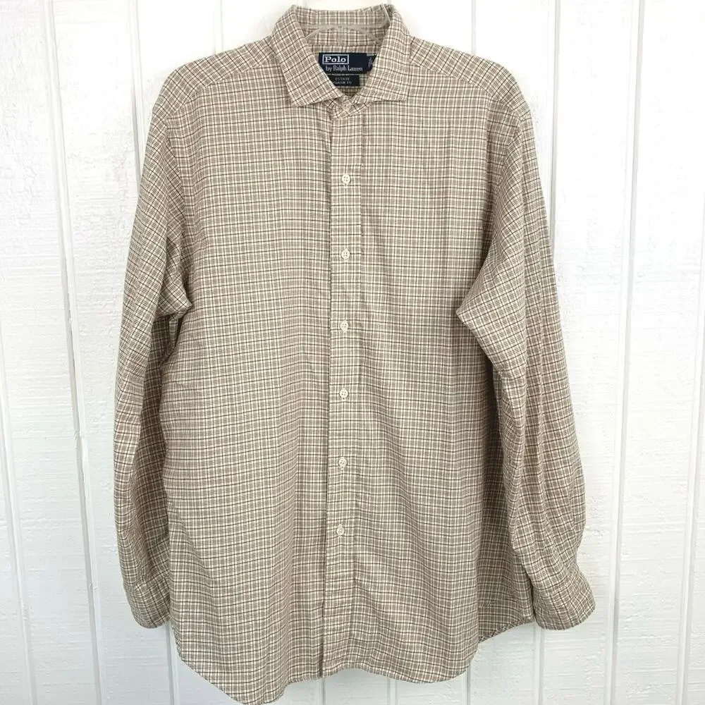 Polo Ralph Lauren Plaid Button Down Shirt Classic Preppy Men Large